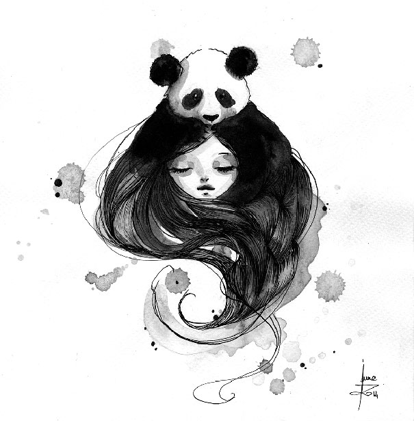 Panda & Maiden Ink Illustrations: I Never Used Ink Before And I Truly Enjoyed It