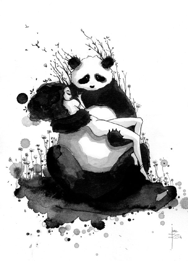 Panda & Maiden Ink Illustrations: I Never Used Ink Before And I Truly Enjoyed It