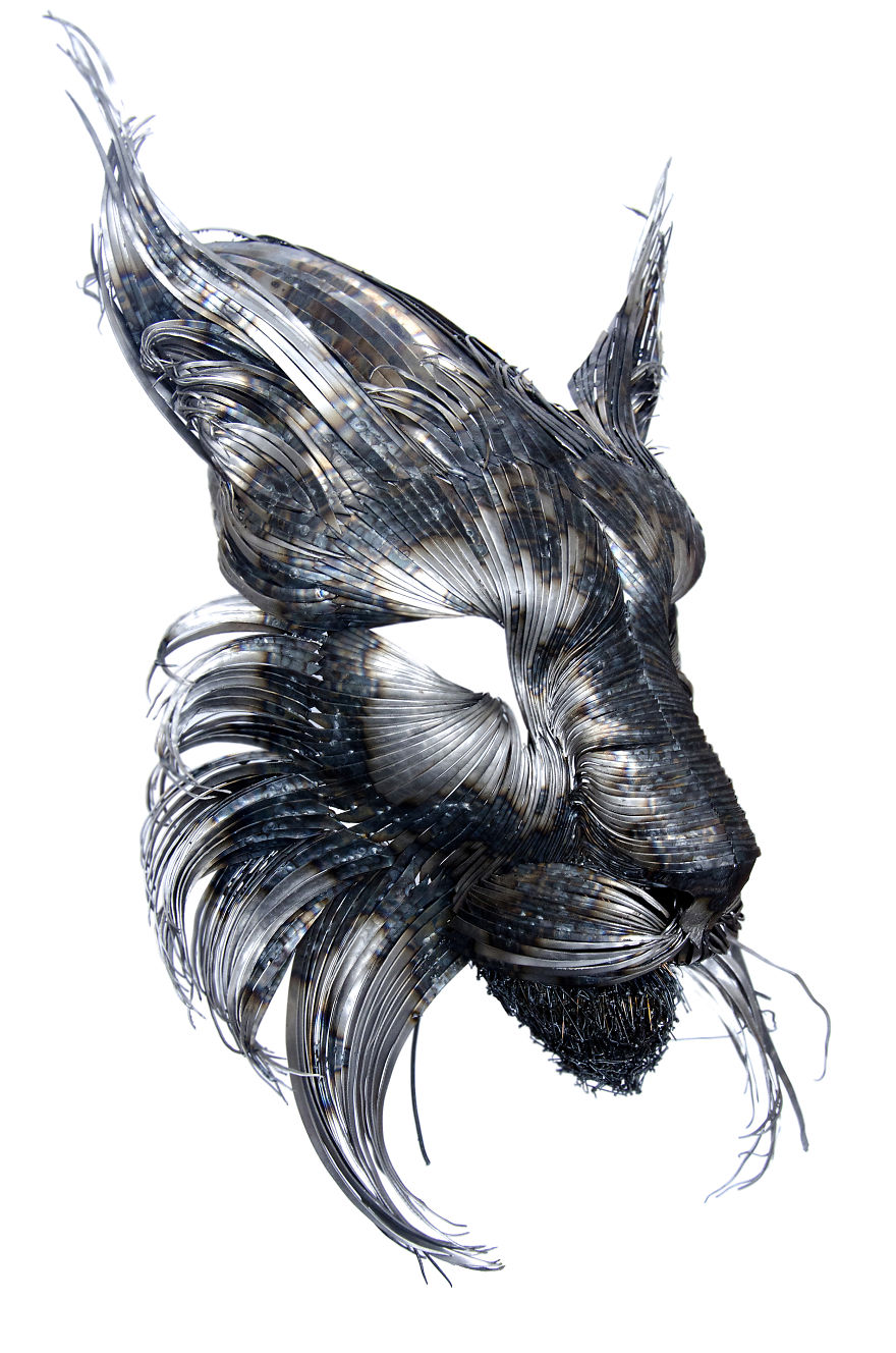 I Hand-Craft Animal Masks From Hammered Steel