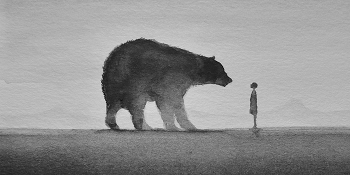 Poetic Black And White Watercolors Of Children With Wild Animals