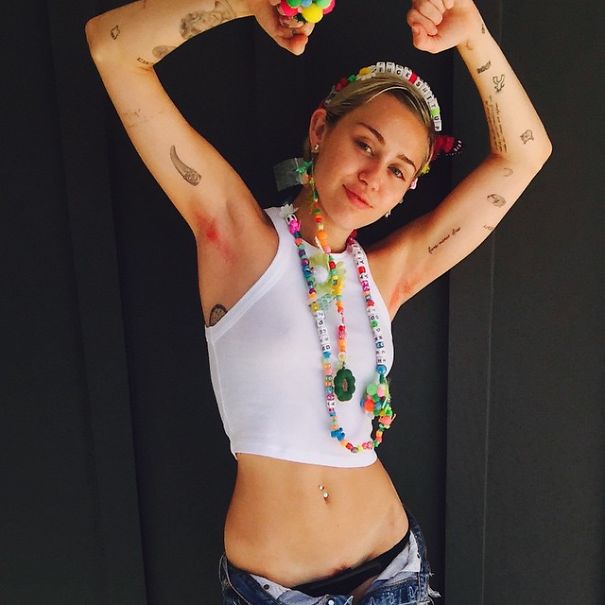 Miley Cyrus Showing Her Armpit Hair