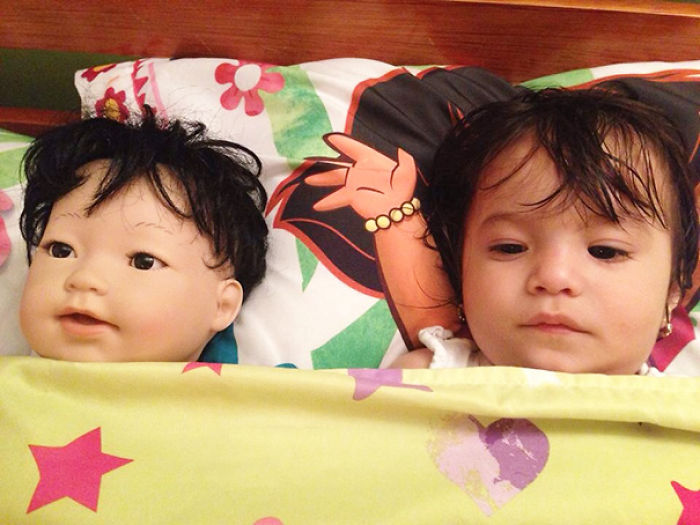 Girl With Her Look Alike Doll