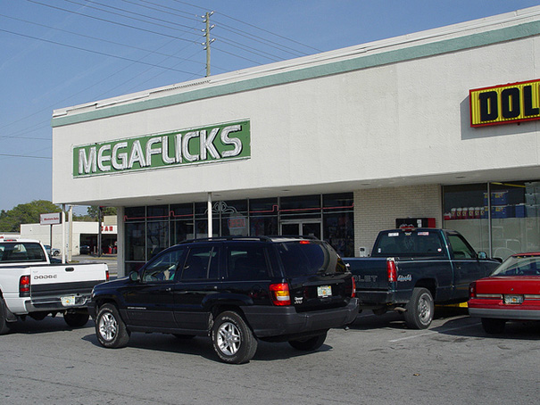 Sign Above The Megaflicks Store