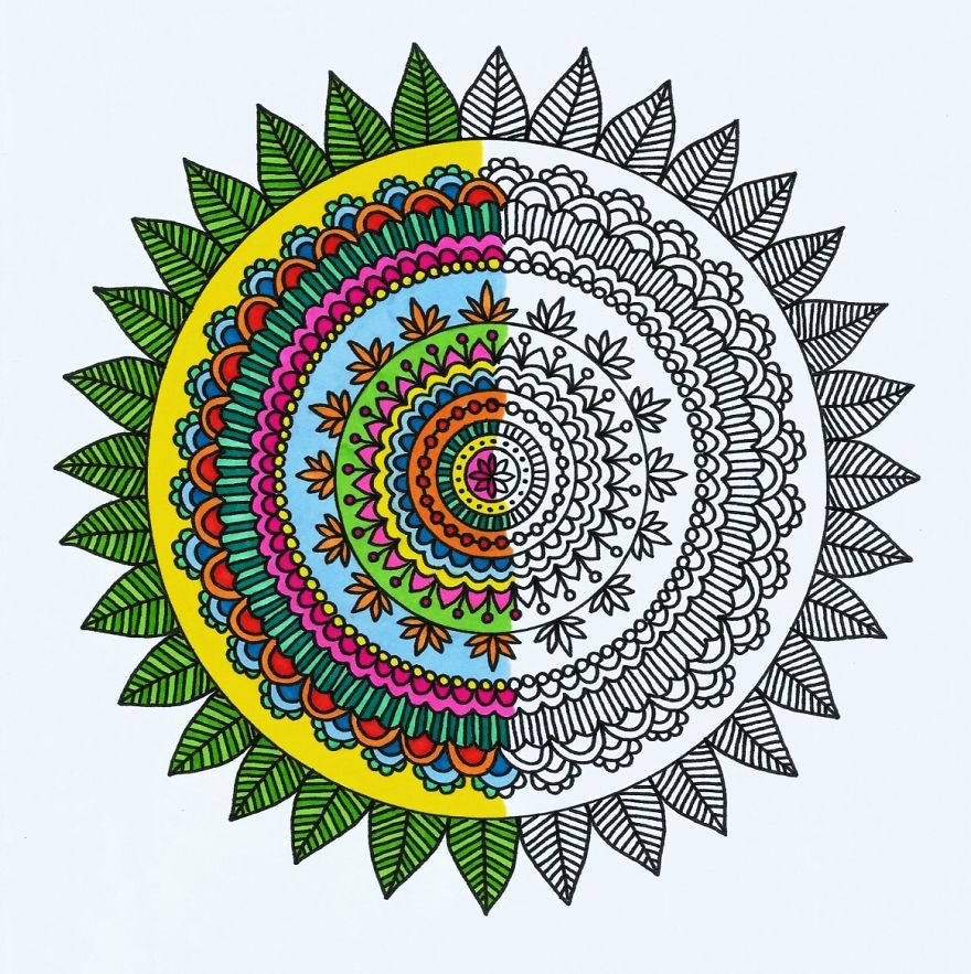 I Make Adult Mandala Coloring Pages Using Intricate Mehndi Designs