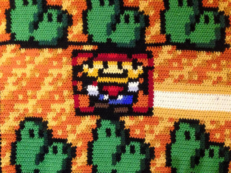 This Man Spent 6 Years Crocheting a Super Mario Bros Map Blanket