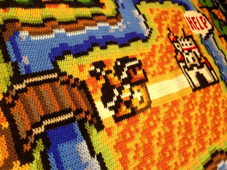 This Man Spent 6 Years Crocheting a Super Mario Bros Map Blanket