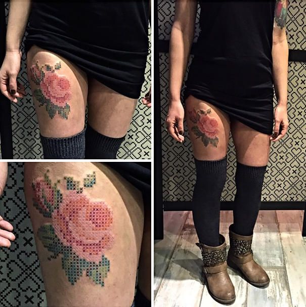 Cross-Stitch Tattoos By Turkish Artist Eva Krbdk
