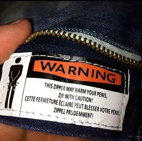 Zipper Warning Label