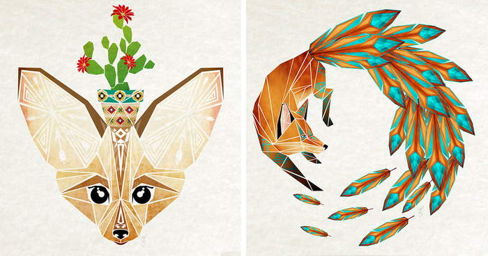Inspired By Tangram, I Started Creating Geometric Illustrations Of Animals  | Bored Panda