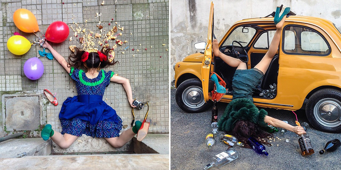 Hilarious Photos Of People Who've Fallen Down Among All Their Belongings |  Bored Panda