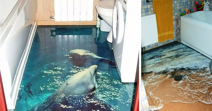 3D Floors Turn Your Bathroom Into An Ocean | Bored Panda
