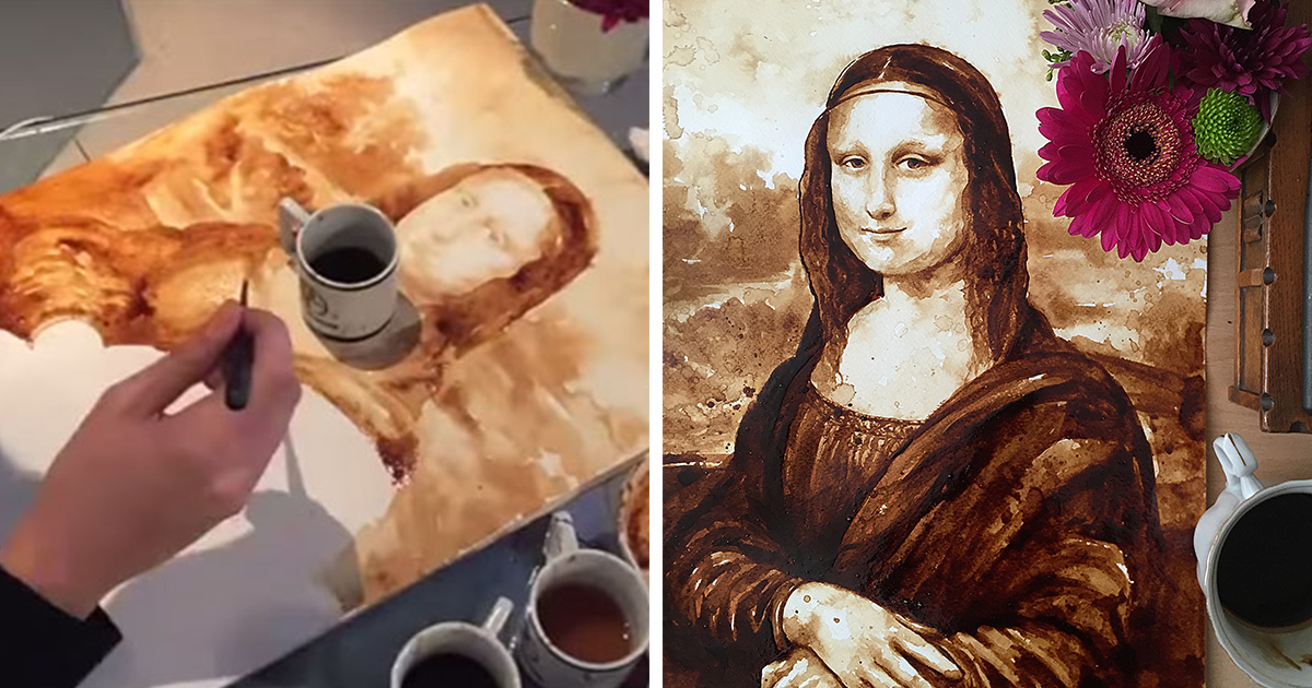My New Mona Lisa Coffee Painting Took Me 10 Hours | Bored Panda