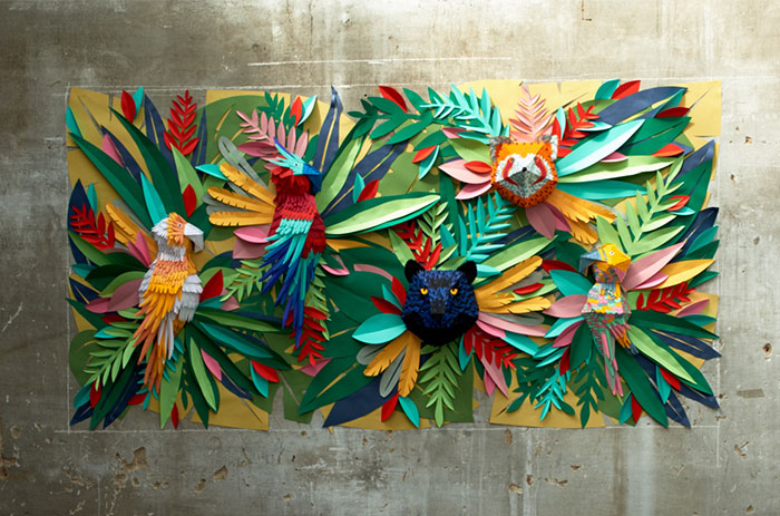 I’ve Spent 2 Weeks Making This Animal Mural From 1000s Of Small Paper Pieces