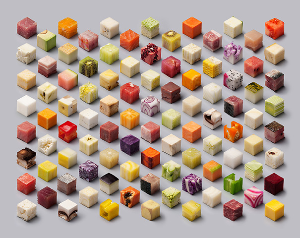 Raw Food Cut Into 98 Perfect Cubes