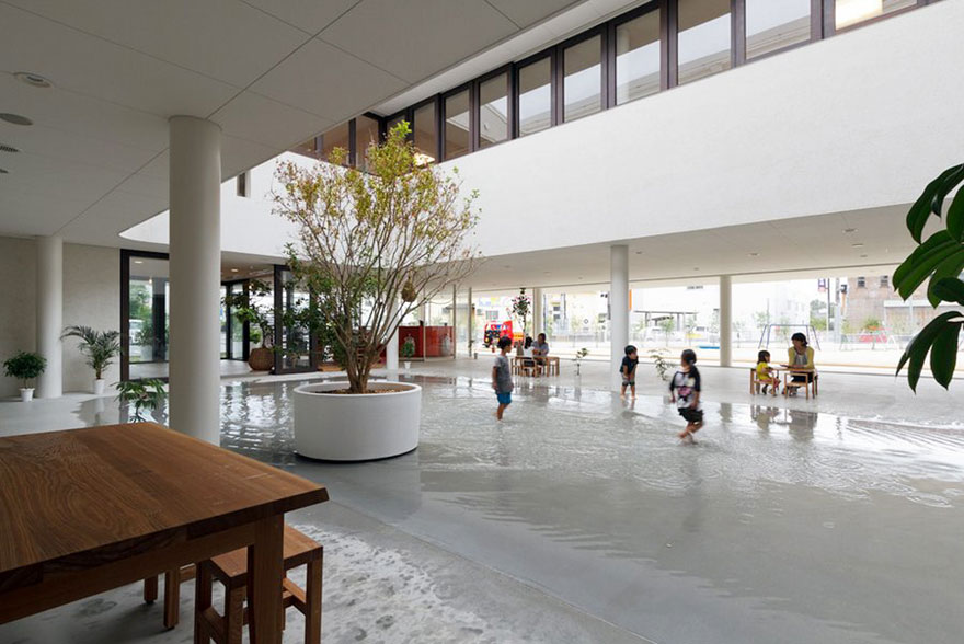New Preschool In Japan Collects Rainwater Into Puddles For Kids To Play In