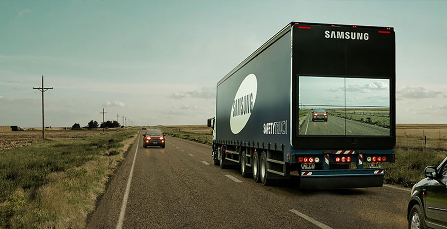 Samsung's 'Safety Truck' Shows The Road Ahead On Screen So Drivers Can Pass It