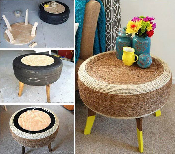 Simple Tire And Yarn Coffee Table