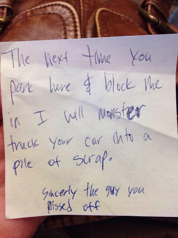 My Girlfriend Got An Upset Note Earlier Today Regarding Her Parking Job