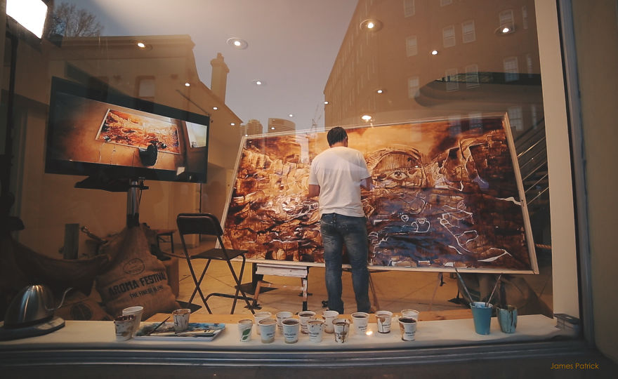 I Painted With Coffee From 100+ Cups For A Coffee Festival In Sydney
