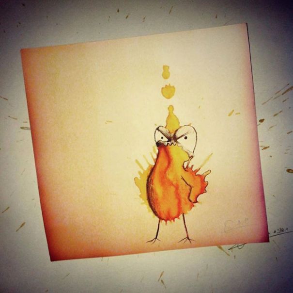 Funny And Creative Monster Drawings Made From Coffee Stains