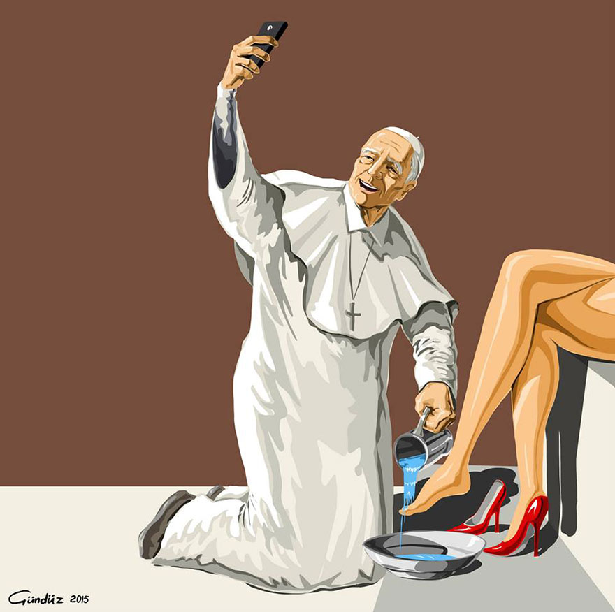 Holy Selfie: Satirical Illustrations Of Religious People By Gunduz Agayev
