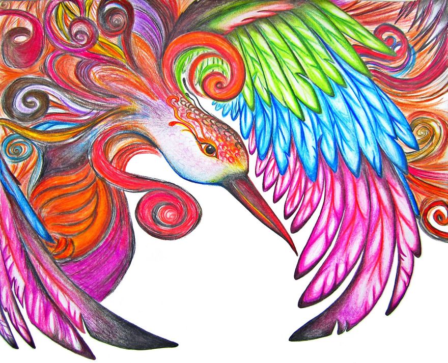 A Colorful Phoenix Drawing By Sarang Khanna
