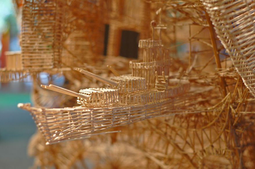 Incredible Sculptures Made From Over 100,000 Toothpicks