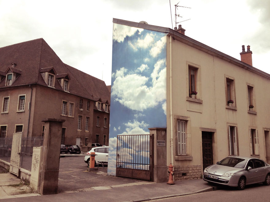 I Put Cloud Prints On Buildings To Brighten City Streets