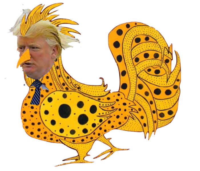This Yellow Rooster Appears To Be In Trump's Gene Pool... Or, Is It The Other Way Around?