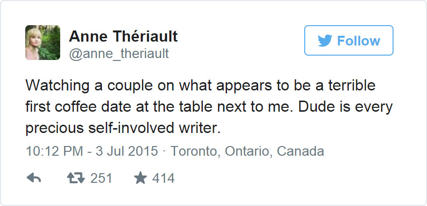 Woman Live-Tweets Awkward First Date Conversation From Cafe