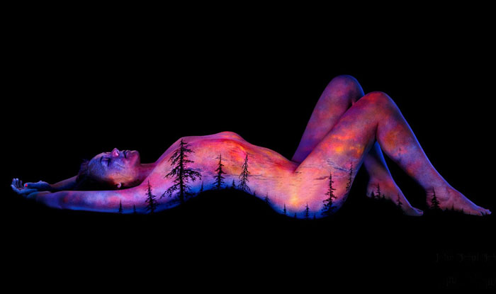 I Paint "Bodyscapes" That Glow Under Black Light