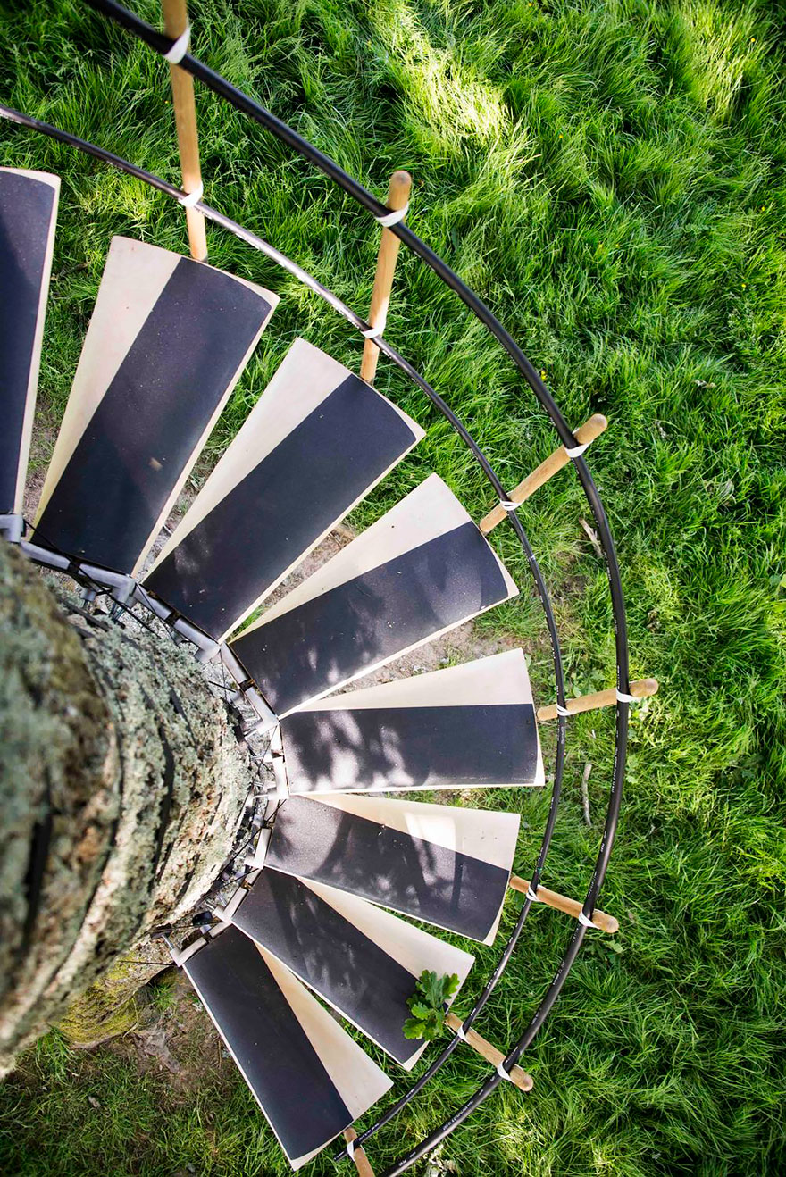 You Can Strap This Spiral Staircase Onto Any Tree Without Tools