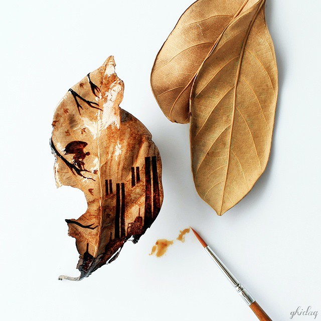 Coffee Leaf Paintings Created With Morning Coffee Leftovers
