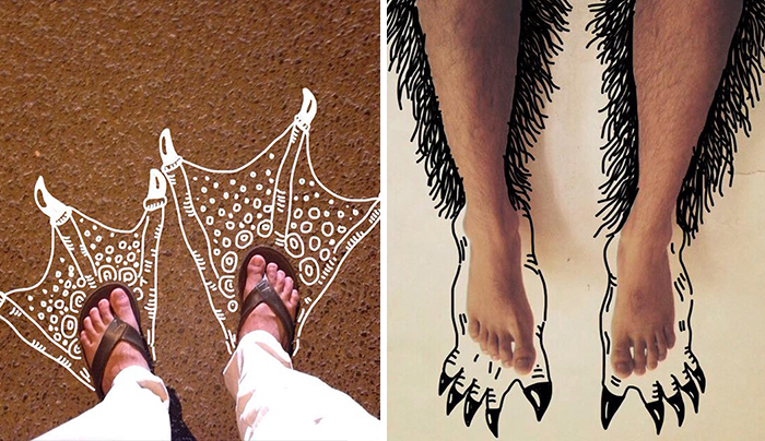 I Add Weird Illustrations To Photos Of My Friends’ Feet