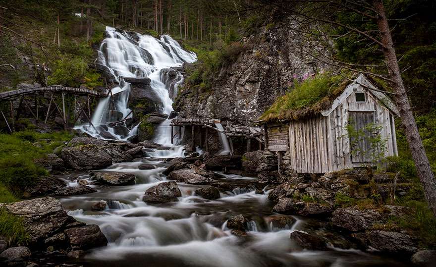 Kvednafossen Waterfall In Norway