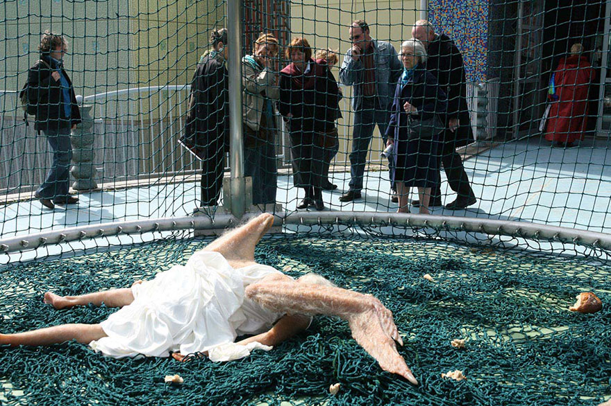 Terrifying Hyper-Realistic Sculpture Of A Fallen Angel By Chinese Artist Duo