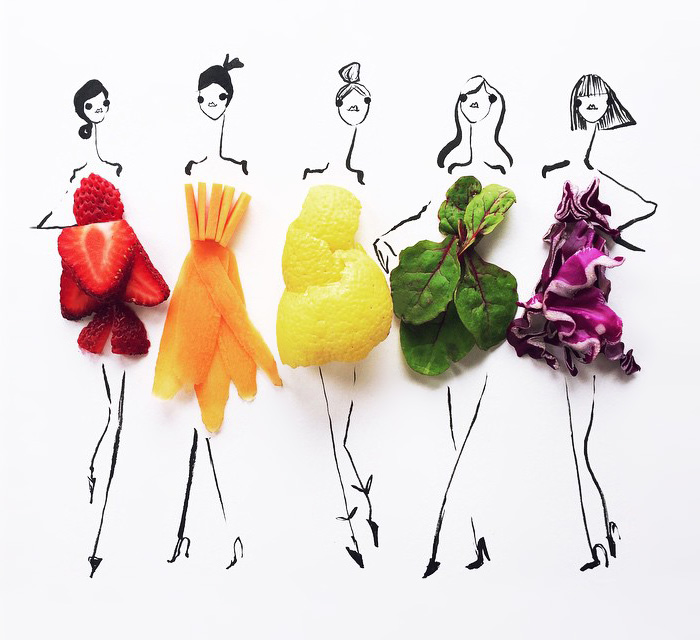 Fashion Illustrator Completes Her Dress Sketches With Food