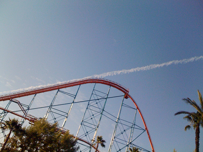 The Contrail Makes It Look Like The Roller Coaster Launched Off Into Space