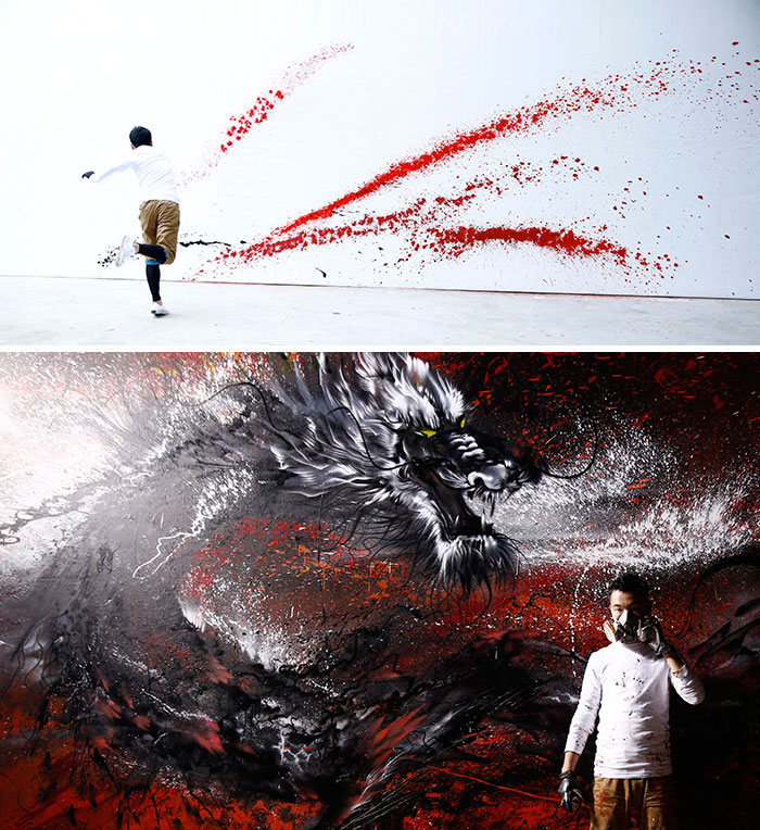 Imperial Dragon: My Splattered Wall Mural Of A Powerful Chinese Symbol