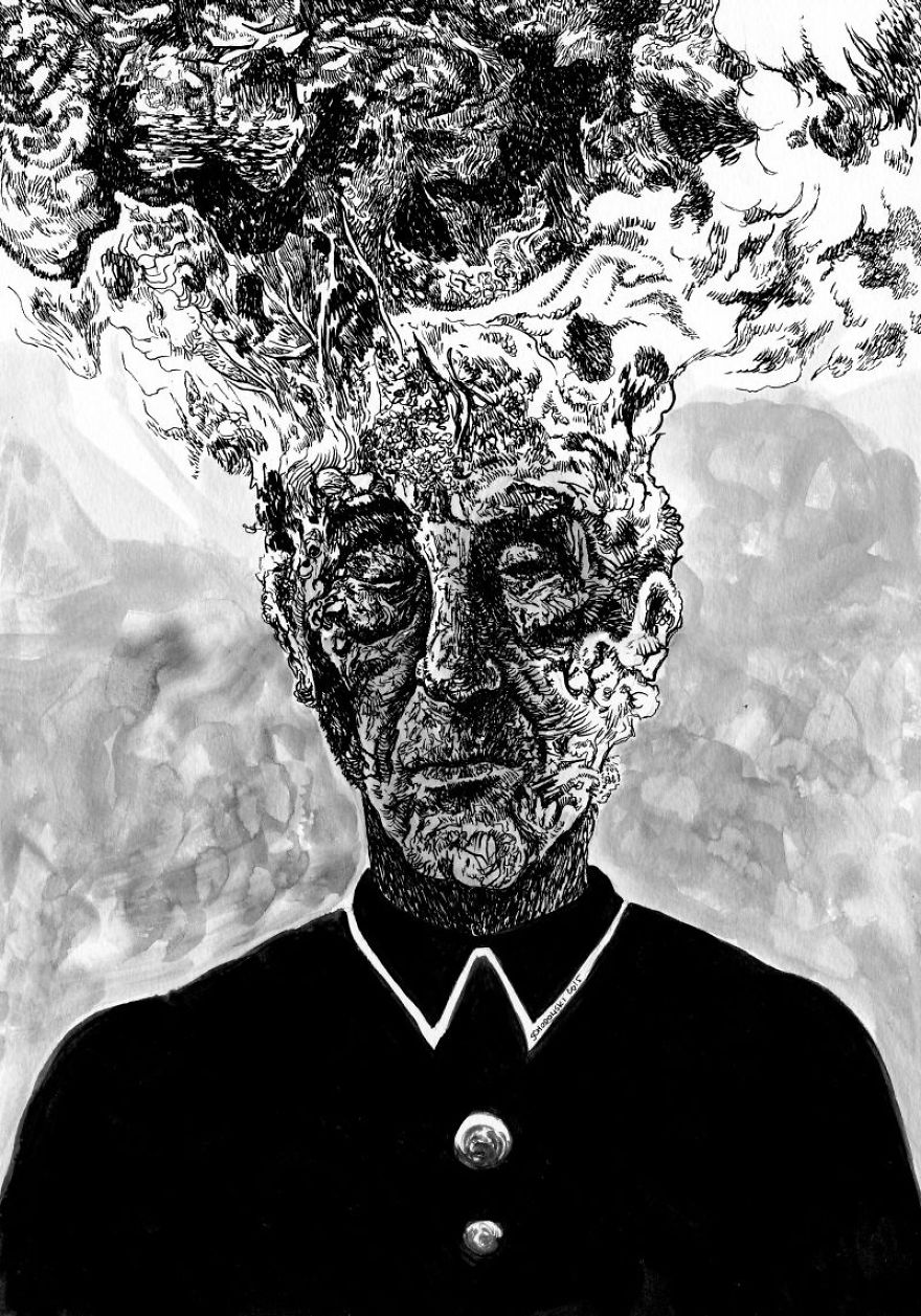 I Draw Surreal Portraits With Ink