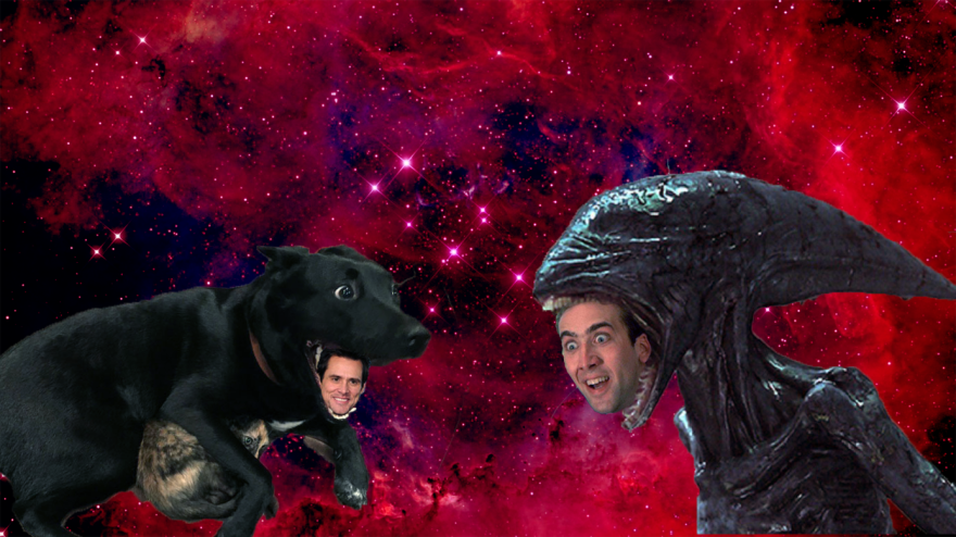 Intergalactic Space Mouth Battle Between Dog-carrey And Xenomorph-cage
