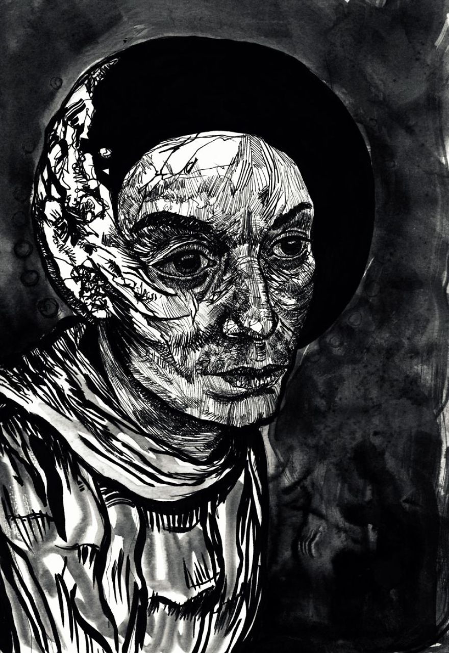 I Draw Surreal Portraits With Ink