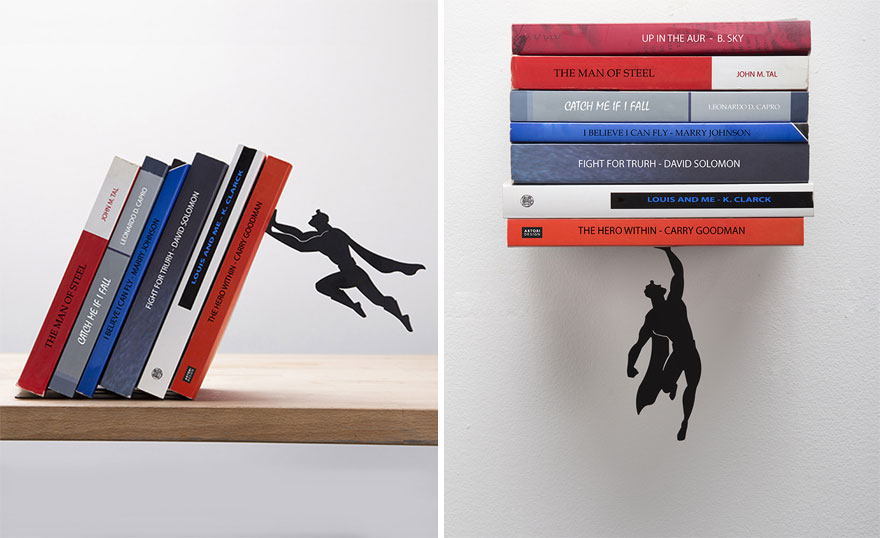 Superhero Bookends That Save Books From Falling Down