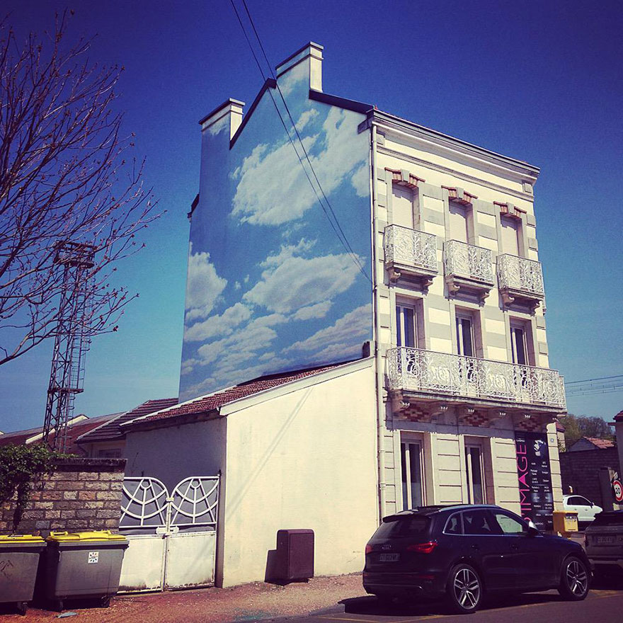 I Put Cloud Prints On Buildings To Brighten City Streets