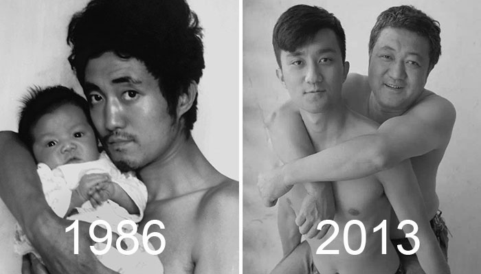 Father And Son Took The Same Picture For 28 Years – Until The Last One