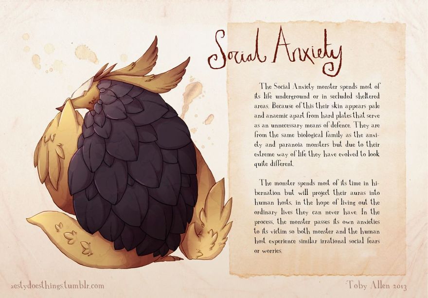 Artist Suffering From Anxiety Illustrates Mental Illnesses As Real Monsters