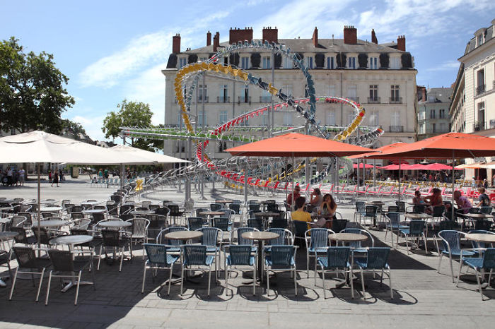 This Amazing Upside-down Roller Coaster Made Out Of European Cafe Chairs Pops Up In France