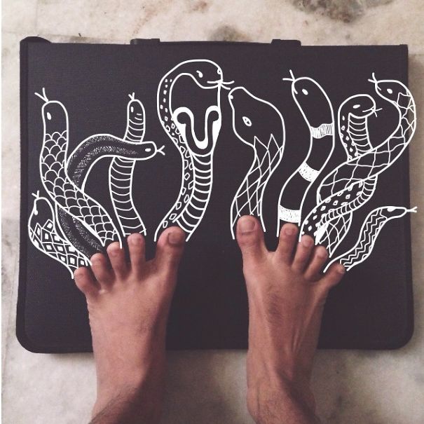 I Add Weird Illustrations To Photos Of My Friends’ Feet (part 2)