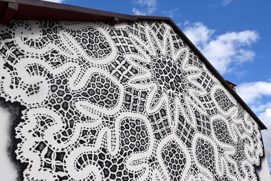 A Polish Street Artist Makes Beautiful Lace Murals