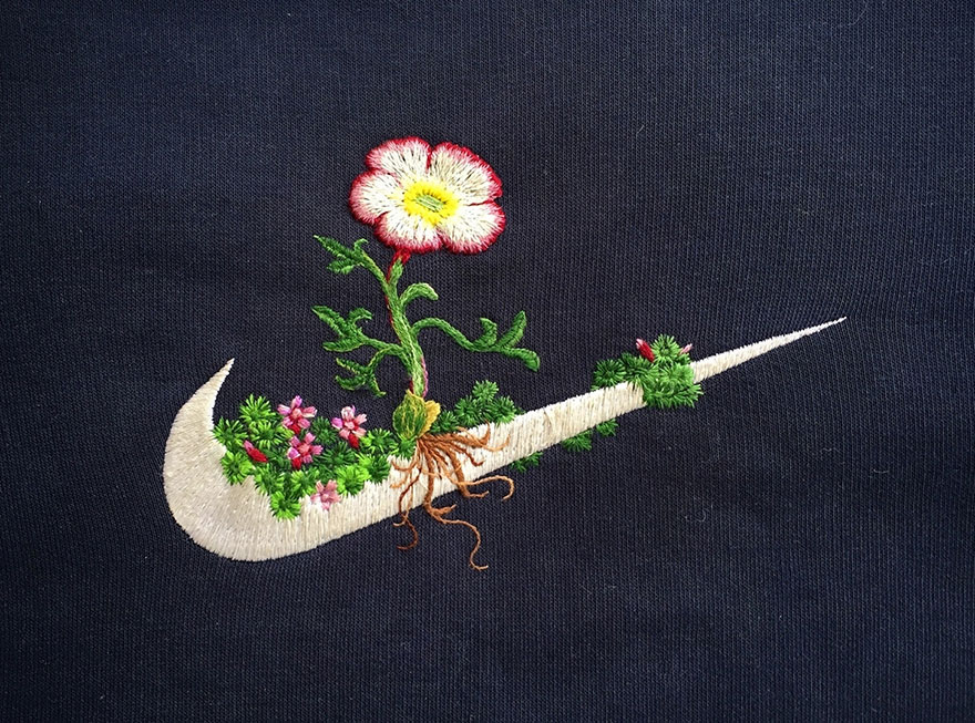 embroidered nike sign
